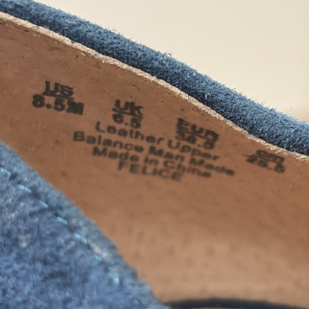 Franco Sarto FELICE D’Orsay Blue Suede Heeled Wedge 8.5 - Picture 10 of 11